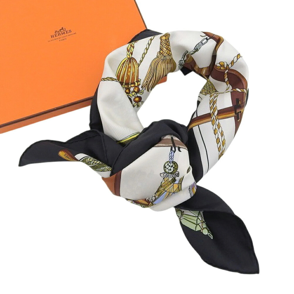 HERMES Authentic Black Silk Scarf - Picture 3 of 7
